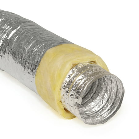 

7 Inch Flexible Aluminum Ducting Hose Insulated R-4.2 Air Duct Pipe for for Heavy Duty HVAC & Exhaust Ductwork Insulation - 25 Feet Long - In Accordance with UL 181