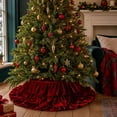 thumbnail image 5 of Christmas Tree Skirt 26.77in Red Satin-Look Double Ruffle Collar, 5 of 6