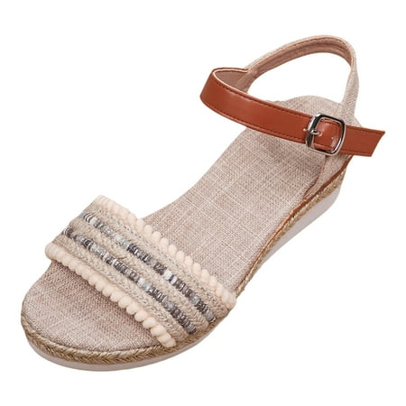 

WNVMWI Sandals Women Women s Flip-Flops Beach Sandals for Woman White Shoes Slippers Flip Flops Fashion Summer Cloth Open Toe Buckle Wedge Heel Bottom Sandals Dressy Casual Shoes Comfort Sand Size 40