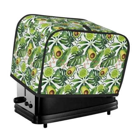 

KLL Watercolor Green Tropical Print 2 Slice Toaster Dust Covers Kitchen Small Appliance Cover with 2 Pockets Can hold Jam Spreader Knife & Toaster Tongs (11.4 x 7.9 x 7.5)