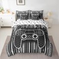 thumbnail image 2 of Feelyou Modern Game Console Bedding Comforter Set 7 Pieces for Kids, Cartoon Gamepad Lover Full Bedding Set, Fashion Grey Square Abstract Reversible Fitted Sheet Flat Sheet, Breathable Home Decor, 2 of 7