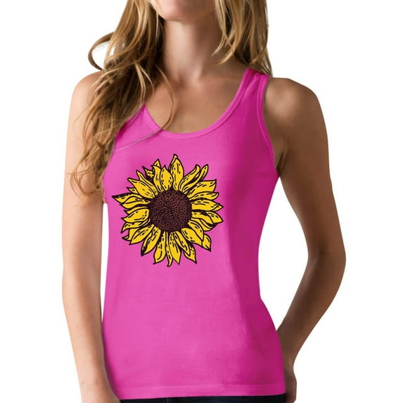 Sunflower Shirt for Women Girls Summer Graphic Tee Cute Racerback Tank Top XX-Large Berry