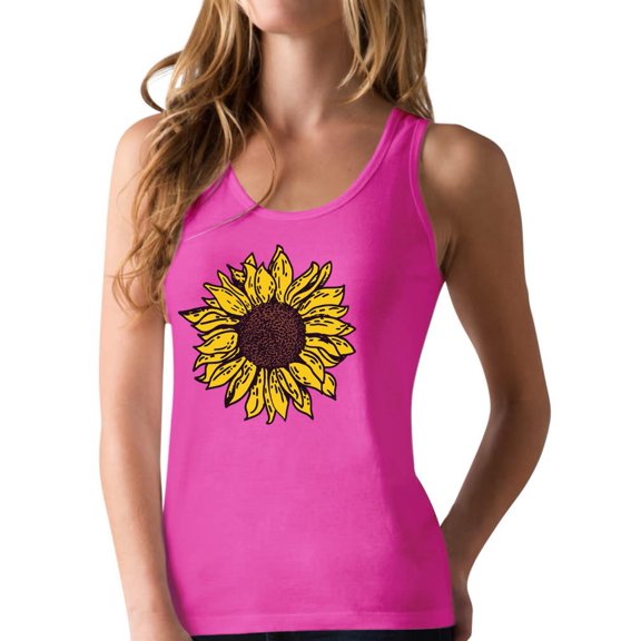 Sunflower Shirt for Women Girls Summer Graphic Tee Cute Racerback Tank Top XX-Large Berry