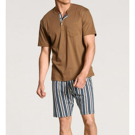 

Men s Calida 42765 Relax Choice 100% Supima Cotton Pajama Short Set (Sisal Brown XL)