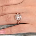 thumbnail image 2 of Bridal Set Cushion Cut Morganite Engagement Ring Set On 10k Rose Gold Art Deco Style Anniversary Gift, 2 of 6