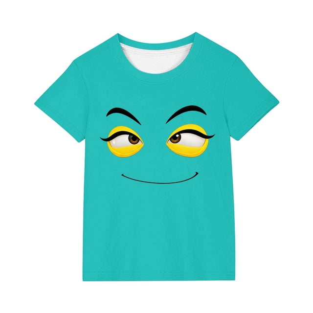 Jolis Hauts à Manches Courtes pour Enfants Garçons Filles T-Shirt Ample Décontracté à Imprimé d'Expression Uni