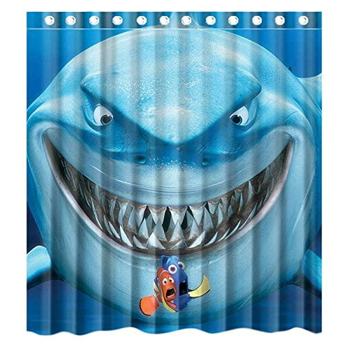 TOUXIHAA Shark And Fnding Nemo Shower Curtain Bathroom Curtain Set with Hooks Size 66x72 inches