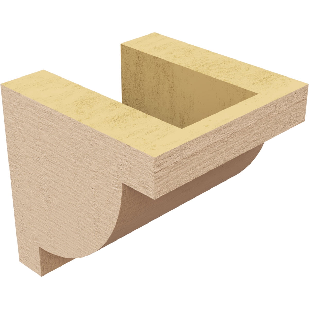 4"W x 4"D x 4"H Wide Alpine Rough Cedar Woodgrain TimberThane Corbel, Primed Tan