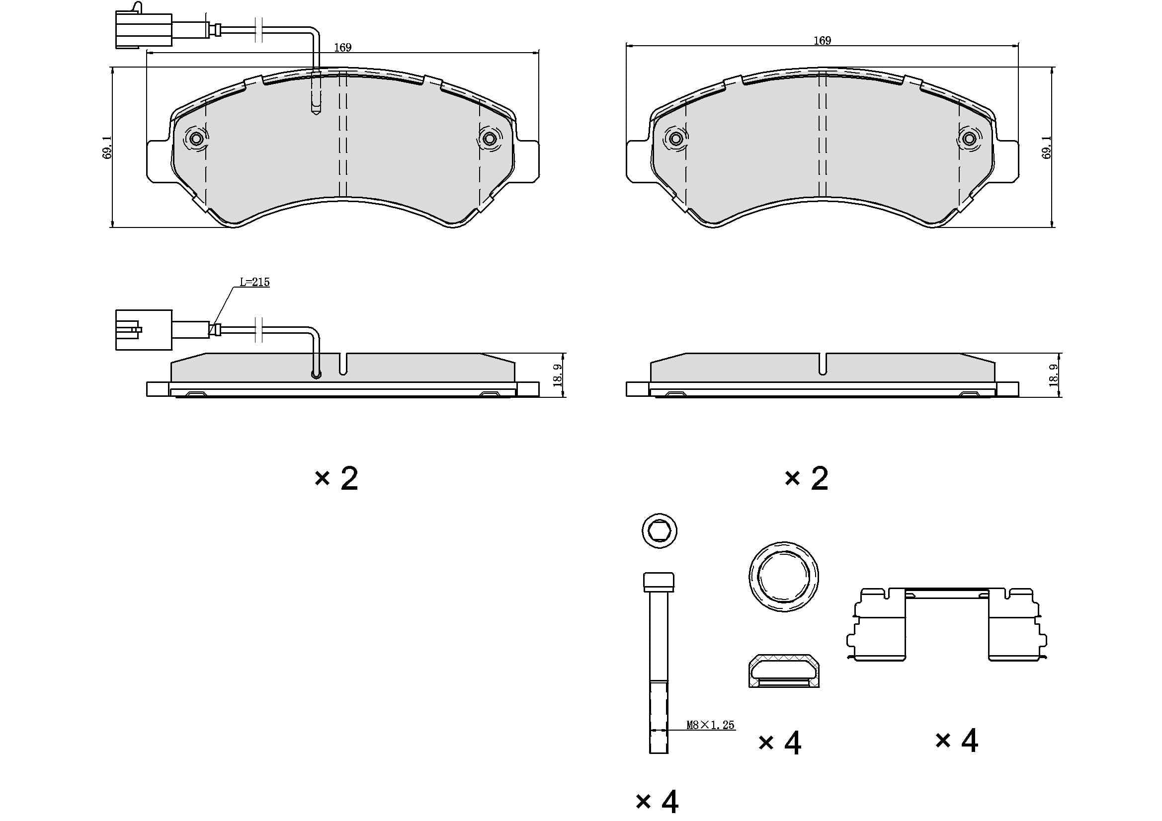 Ultra HC 1000 Brake Pad Set, Front HC10.1540.2.F, Ram ProMaster 1500 2016-2014