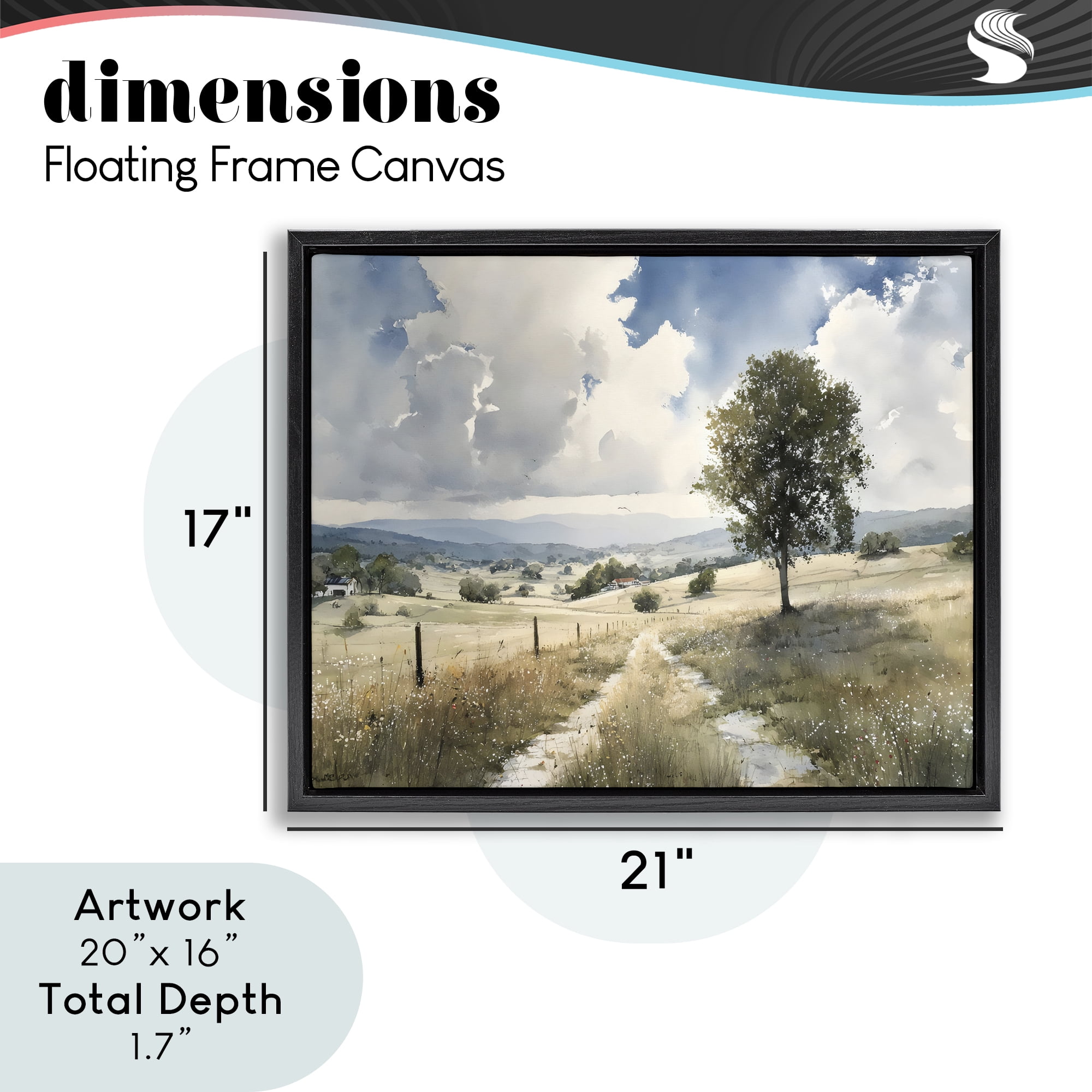 Stupell Industries Wagon Road Through Meadow Black Framed Floater Canvas Wall Art, design by Franklyn Gregory