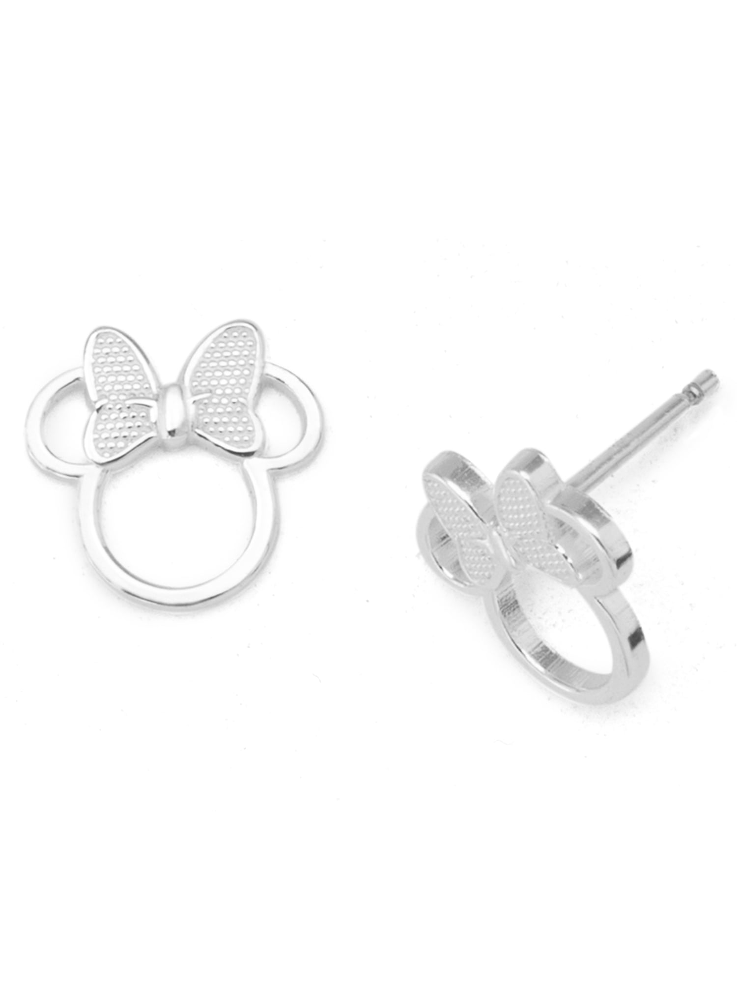 925 Sterling Silver Mickey Minnie Mouse Stud Earrings Push Back 14k Gold Plated Jewelry