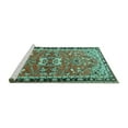 thumbnail image 2 of Ahgly Company Machine Washable Indoor Round Persian Turquoise Blue Traditional Area Rugs, 4' Round, 2 of 4