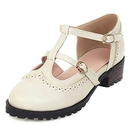 

Women s T-Strap Mary Jane Mid Heel Ankle Strap Dress Pumps Shoes Size 6.5