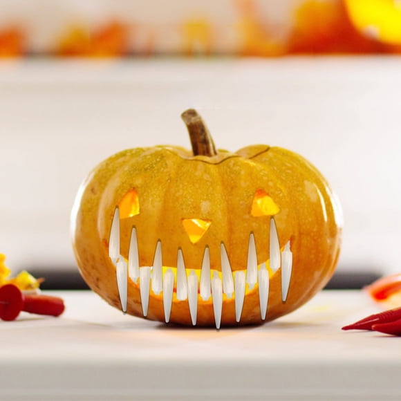 Xihbxyly Dientes de Fantasma para Halloween, Divertidos Dientes de Calabaza, Diseño Espeluznante Pero Divertido, Fácil de Usar, Ajuste Cómodo, Accesorio Versátil, Ideal para Fiestas de Halloween, Eve