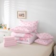 thumbnail image 6 of Manfei Girly Pink Bowknot 7 Pieces Bedding Comforter Set For Kids,Dreamy Princess Style Aesthetic Full Bedding Set,Pink Reversible, 6 of 7