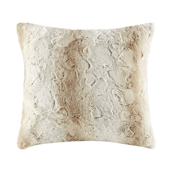 Gracie Mills Faux faux Square Pillow GRACE-3531 Reversible Lux Micro faux 18x18
