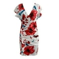 thumbnail image 5 of Dresses for Women Summer Wedding Guest Sleeveless Print Maxi Multicolor Print V-Neck Pleated Slit Dress, 5 of 5
