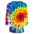 thumbnail image 3 of VBTAPA Women Rainbow Tie Dye Tee Shirt Trendy 3/4 Sleeve Crewneck Tops Plus Size Loose Fit Pullover Ladies Going Out Blouse Lightning Sales of The Day Multicolor XXXXL, 3 of 5