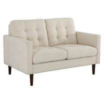 Grayburn Mid-Century 2-Cushion Loveseat in Cream Fabric