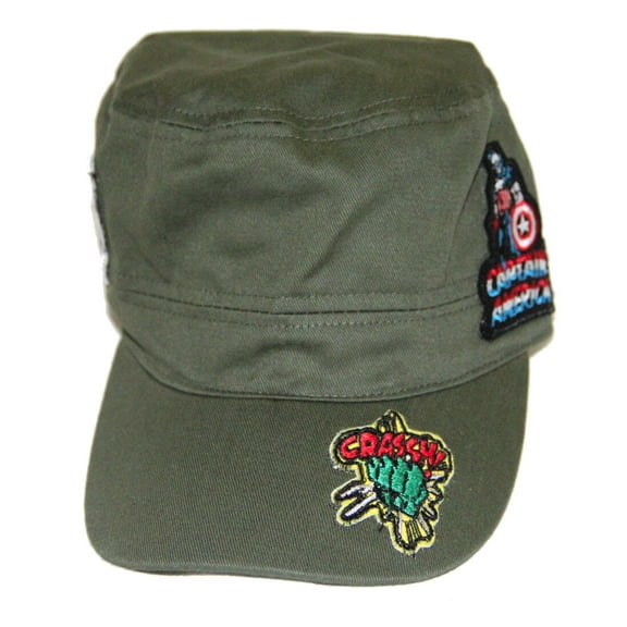 Marvel Boys Army Green Super Hero Patches hat Size: 4-6 yrs