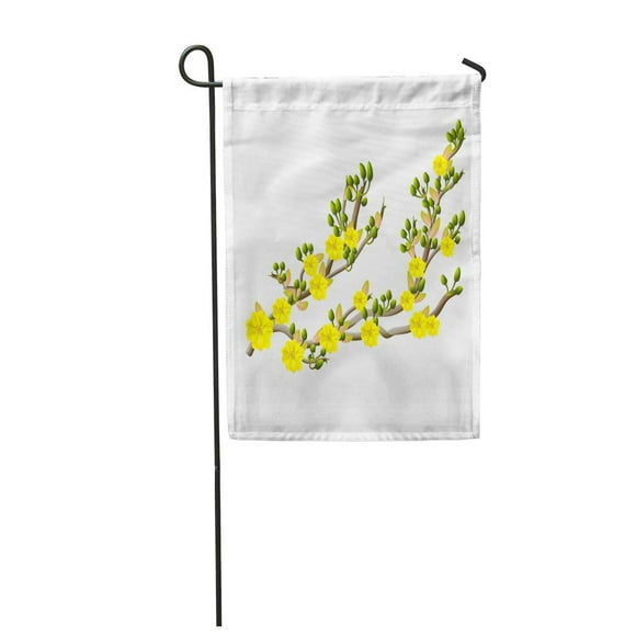 POGLIP Green TET Yellow Apricot Flower Traditional Lunar New Year in Vietnam Beauty Garden Flag Decorative Flag House Banner 28x40 inch