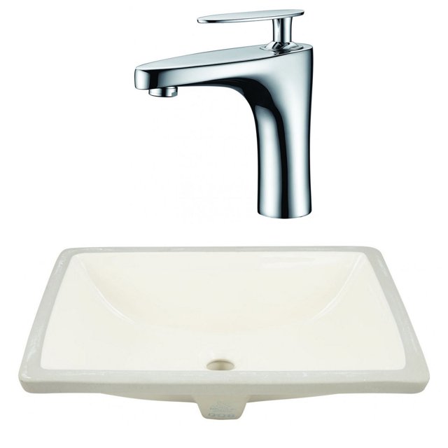 20.75-in. W CSA Rectangle Bathroom Undermount Sink Set In Biscuit - Chrome Hardware AI-23074