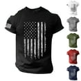 thumbnail image 2 of Domzest Men's American Flag Patriotic T-Shirts Short Sleeve 4th of July Shirt Crew Neck Summer Workout Tops USA Flag Graphic Tees Dark Blue L, 2 of 4