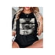 thumbnail image 1 of Women's Figure Print Round Neck Tee, Stylish Casual Crew Neck Short Sleeve T-Shirt for Daily Holiday Vacation Outdoor Wear, Ladies Clothes for Summer, 1 of 7