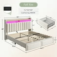 thumbnail image 5 of EnHomee Full Size Bed Frame with 2 Drawers & 2-Tier Storage Shelf Upholstered Bed Frame Full with Headboard Full Bed Frame with LED Lights & Charge Station, No Box Spring Needed, No-Noise, Beige, 5 of 8