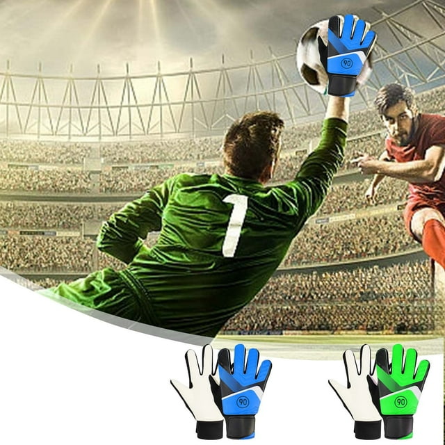Guantes de Portero de Fútbol para Niños | Protección de Goma | Resistentes a Impactos | Material de Tela | Verde | Talla Pequeña | Incluye 2 Guantes