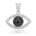 thumbnail image 1 of WHITE GOLD EVIL EYE PENDANT NECKLACE WITH CLEAR AND BLACK DIAMONDS :  10K  Pendant with 18" chain, 1 of 1