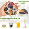 thumbnail image 2 of Yayeee 6 PCS Drink Coasters with Holder Set Woven Absorbent Round Tabletop Hot Pad, Flowers Pattern Style, 2 of 7