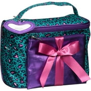 Modella Teal Leopard Print Train Case Gift Set, 3 pc