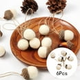 thumbnail image 1 of Adornos navideños Macarena 6x bellota bolas de torre de pino de fieltro de lana blanco, 1 of 8