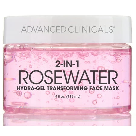 Advanced Clinicals Rosewater Mask for Fine Lines, Dry Skin, Puffiness.  2-in-1 overnight sleep mask with Bulgarian Rose, Coconut Oil, and Natural Fruit Extracts. 4 fl oz (The Best Mask For Dry Skin)