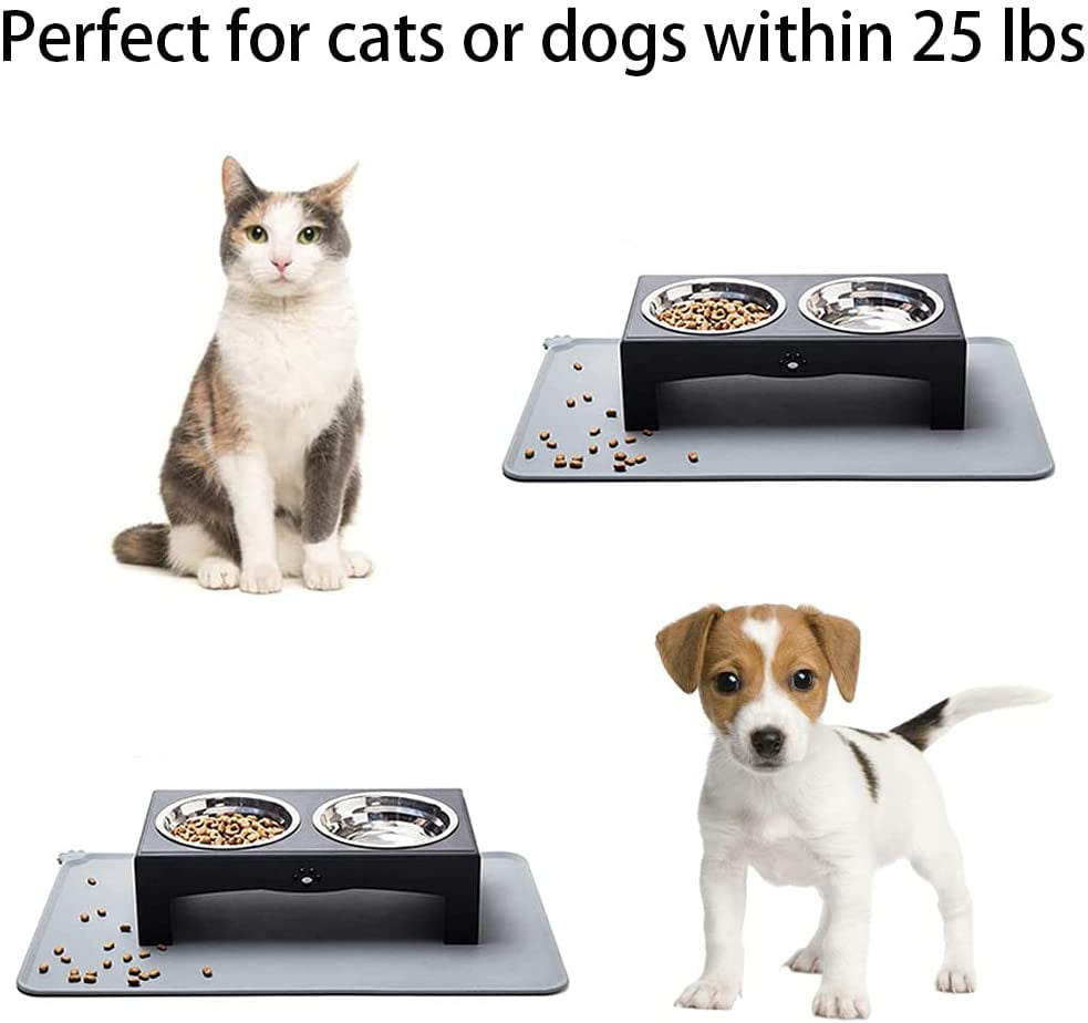 Lepet Elevated Dog Cat Bowls Stand with 2 Stainless Steel Bowls Raised Pet Feeder Suitable for Small Dogs & Cats 