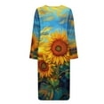 thumbnail image 6 of FOR U DESIGNS Sunflower Print House Dresses for Woman Comfortable Long Sleeve Night Shirts Soft Duster Lounger Robe with Pockets,Sleep Dress with Zipper, S, 6 of 8