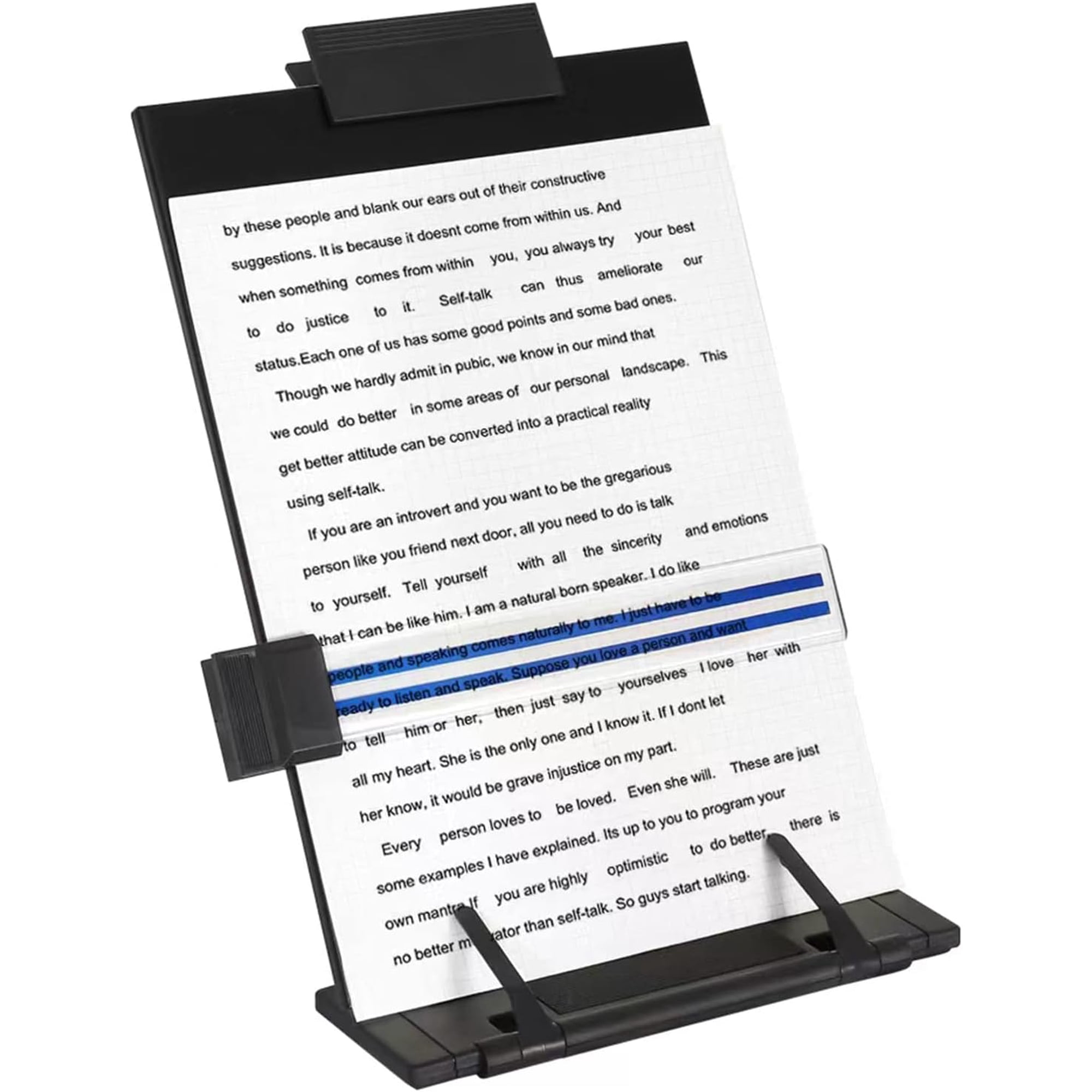 ZWHong Adjustable Document Holder for Desk, Ergonomic Copy Stand with Page Clip & Line Guide, 7-Angle Reading Stand for Typing, Books, Music Scores, Office, Student