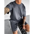 thumbnail image 6 of Men'S Two Piece Outfits Sets: Crew Neck Summer T-Shirt and Shorts Set with Pockets Dark Gray XXL, 6 of 7