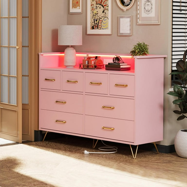 vintage pink dresser Pink painted antique dresser with attached mirror