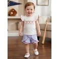 thumbnail image 5 of BemeyourBBs Kids Toddler Girls Baseball Outfit Cute Infant Baby Girl Summer Clothes  Fly Sleeve Embroidery Baseball T-shirt with Ruffle Plaid Shorts Set Toddler Girls Summer 2-piece Outfit, 5 of 9