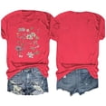 thumbnail image 4 of Camisetas de Verano de Mujer Pequeña Flor Impresa Cuello Redondo Manga Corta Superior, Verano Superior de las Mujeres, 4 of 8