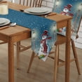 thumbnail image 4 of Table Runner Dresser Scarves Winter Christmas Snowman Birds Cotton Linen Burlap Table Cover Vintage Farmhouse Garden Snow Scene Table Runners for Family Kitchen Dining Holiday Party Banquet Decor, 4 of 5