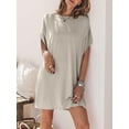 thumbnail image 4 of Women’s Summer Short Sleeve T-Shirt Dress Casual Loose Slit Beach Mini Dress Tunic Top, 4 of 6