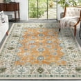 thumbnail image 4 of CAROMIO Area Rug 9 x 12 Vintage Persian Rug Floral Rug Boho Rug Retro Distressed Rug Non Slip Floor Cover Indoor Thin Rug Foldable Mat Retro Accent Rug Living Room Bedroom, Turmeric, 4 of 5