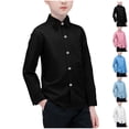 thumbnail image 7 of CCRFTGI Boys Girls Polo Shirt Button Down Collared Casual Spring Fall Dress Shirts for Children Classic 10-12 Oxford Quick Dry Long Sleeve Uniform Shirt Black 2-3 Years, 7 of 7
