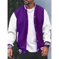 thumbnail image 3 of xiaxaixu Men's Spring Autumn Casual Coat Long Sleeve Lapel Button Up Contrast Color Baseball Jacket, 3 of 7