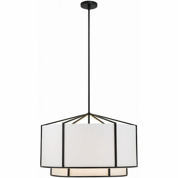 Crystorama Carlyn 6 Light Black Chandelier - 28"W x 19"H