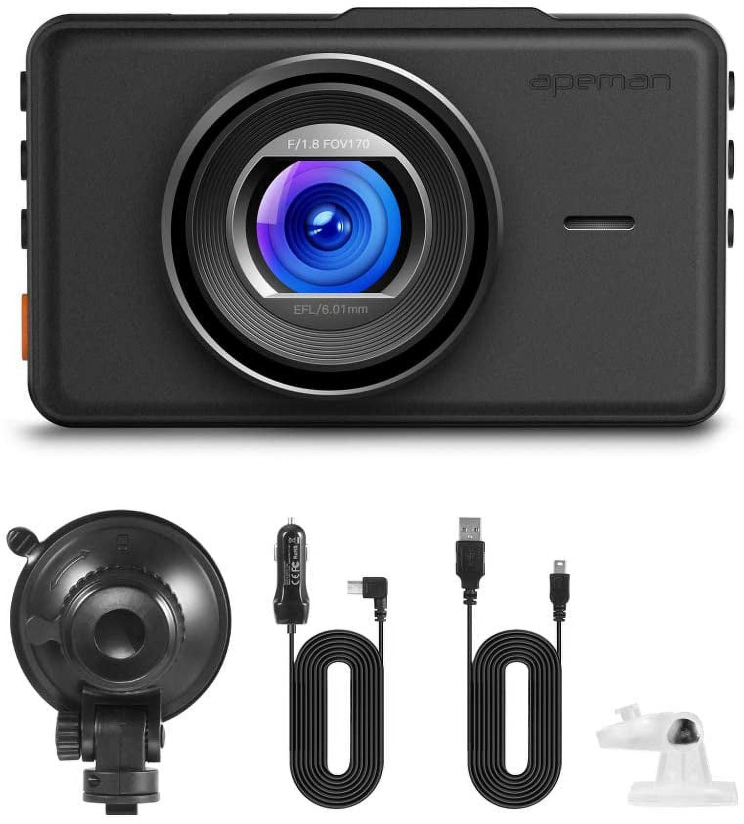 apeman Cube Front and Rear Dash Cams with 170° Field of View and