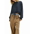 thumbnail image 3 of Women'S Oversized Polka Dot Knit Sweater Casual Loose-Fit Pullover for Fall and Winter Navy Blue L, 3 of 7